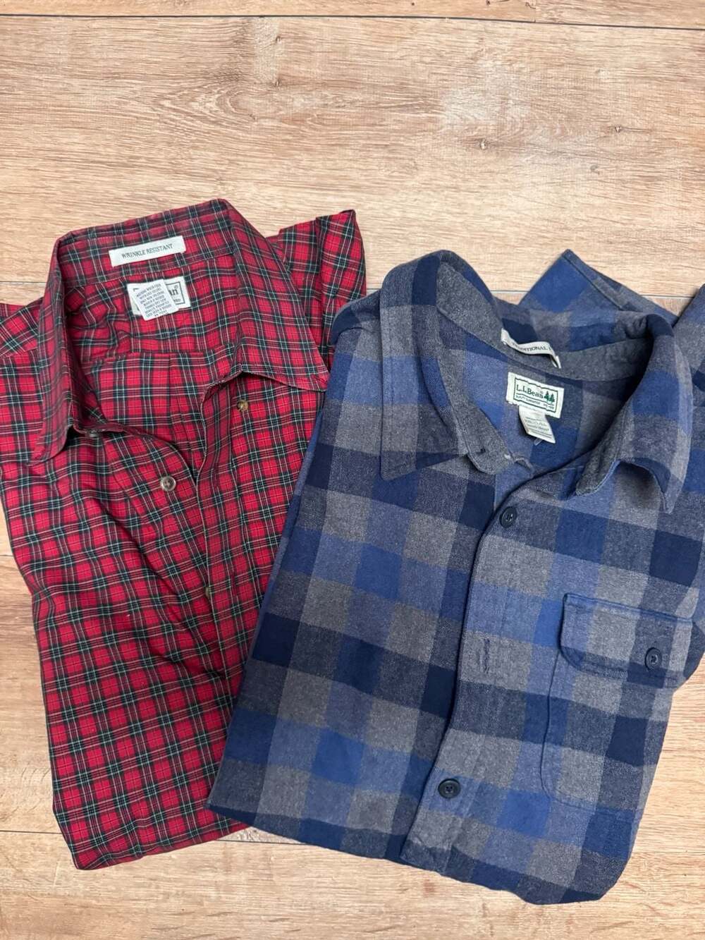 Big & Tall Bundle! 2 L.L.Bean  Fit XXL-Tall Plaid Flannel shirts 100% cotton